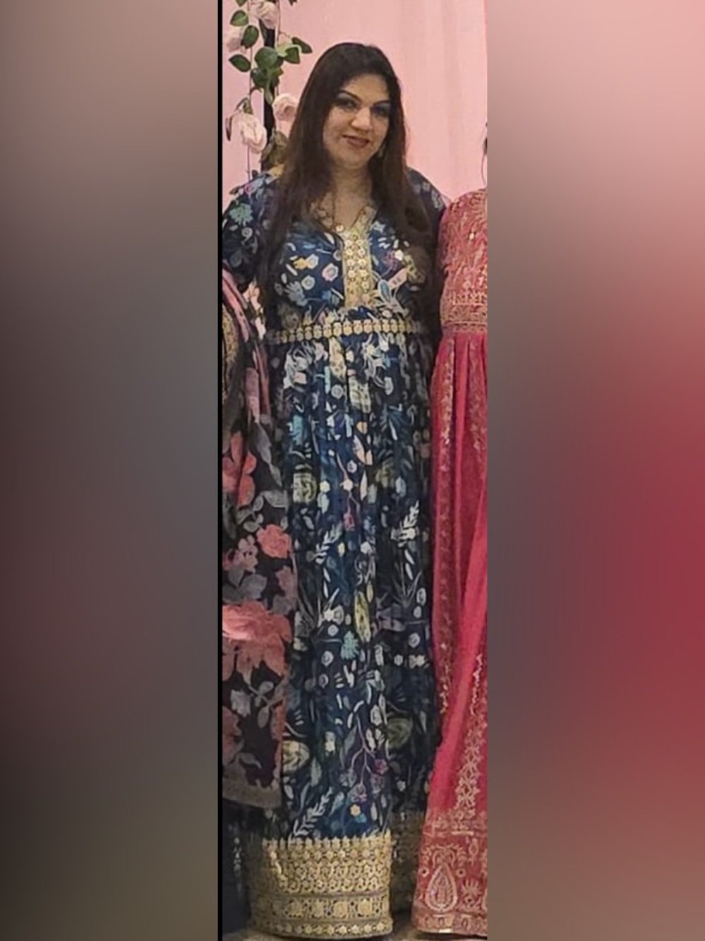 Embroidered Coral Pink Anarkali Dress